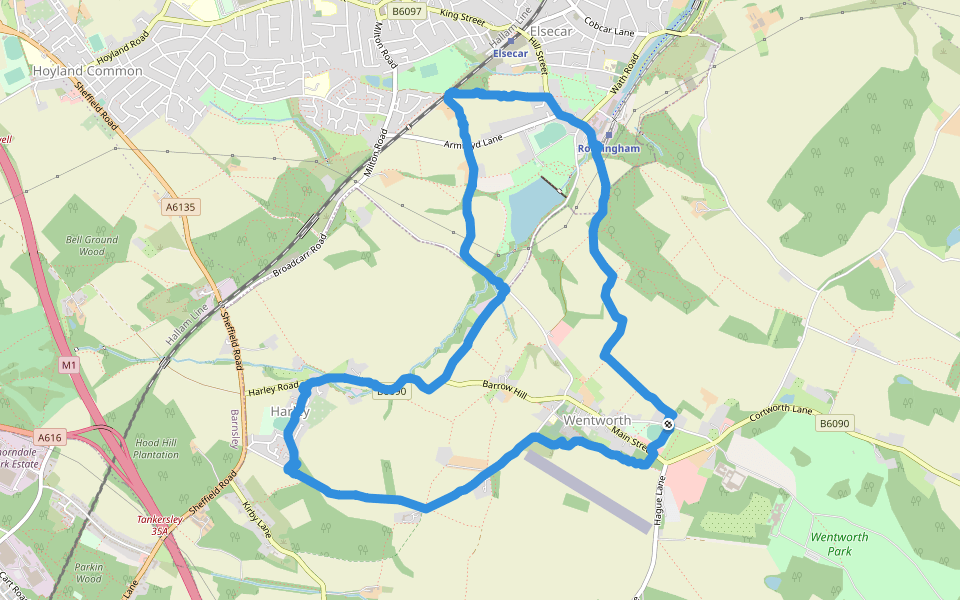 Wentworth walking route map in Wentworth