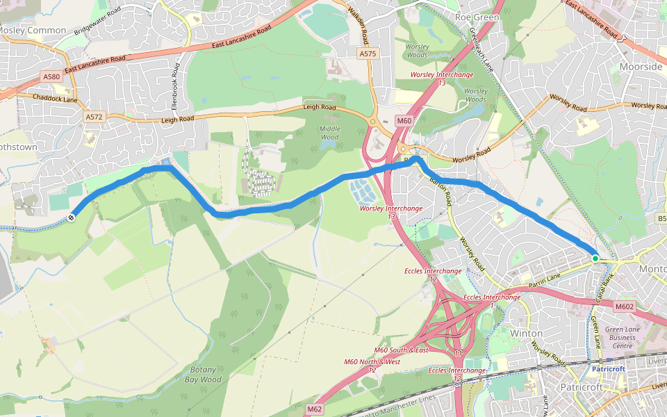 Bridgewater Way walking route map in Eccles
