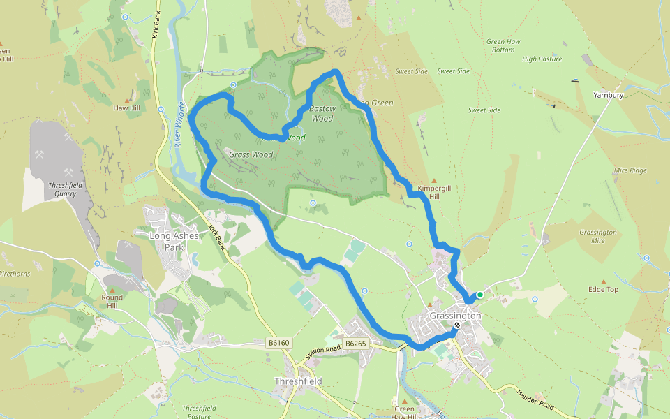 Grass Wood walking route map in Grassington