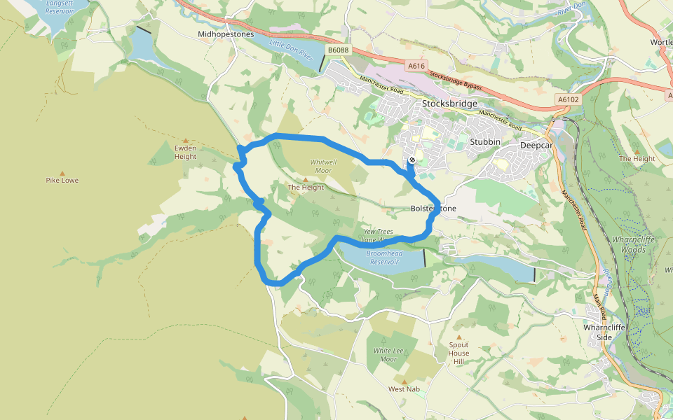 The Height - Lee House Lane walking route map in Stocksbridge