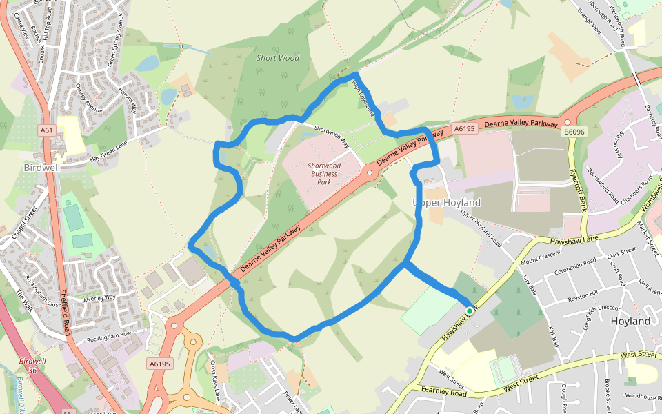 Short Wood walking route map in Hoyland