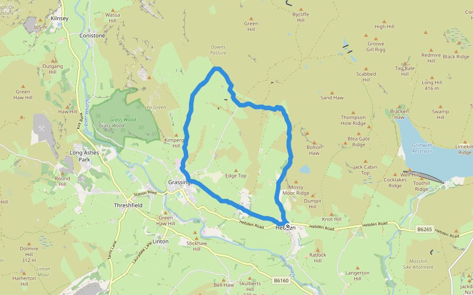 Edge Top - High Lane walking route map in Hebden
