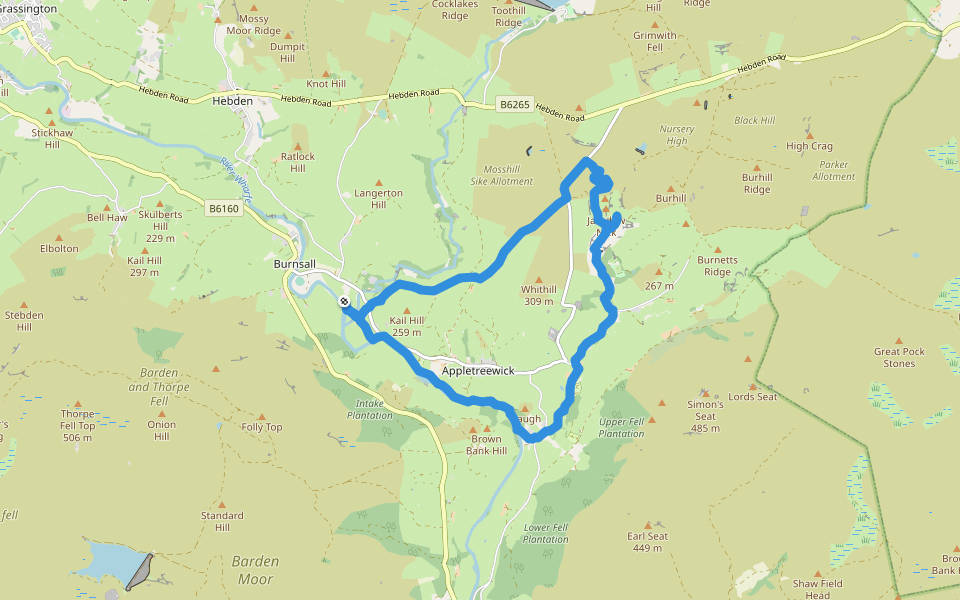 Haugh Wood walking route map in Hartlington