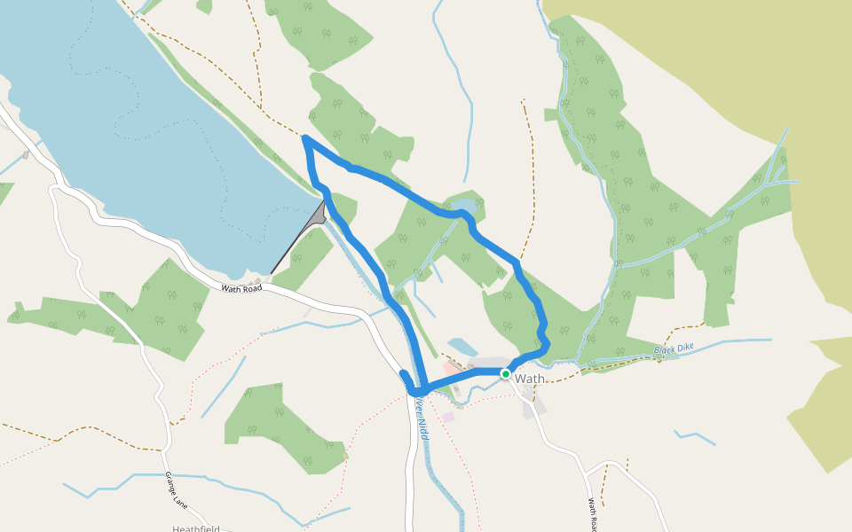 Back Lane walking route map in Wath