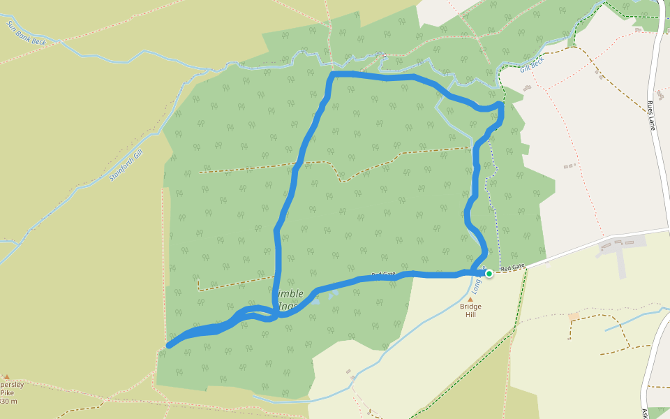 Bridge Hill walking route map in Timble