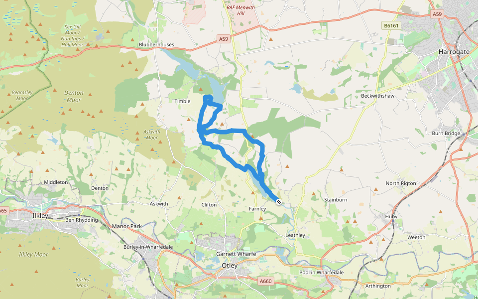 Jack Hill walking route map in Lindley