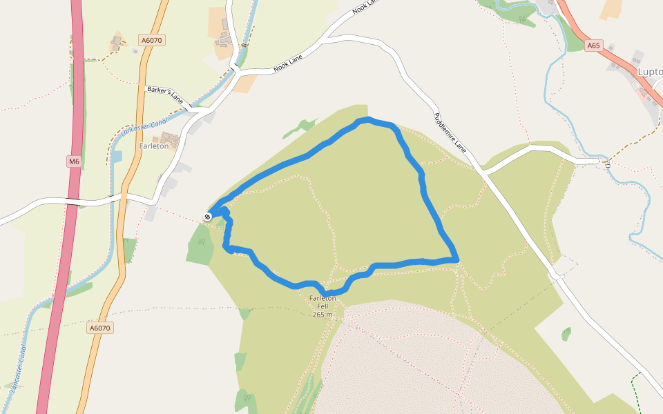 Farleton Fell walking route map in Farleton