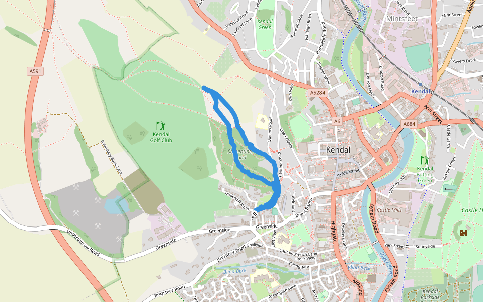 Serpentine Wood walking route map in Kendal