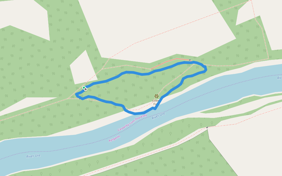 River Ure walking route map in Aysgarth