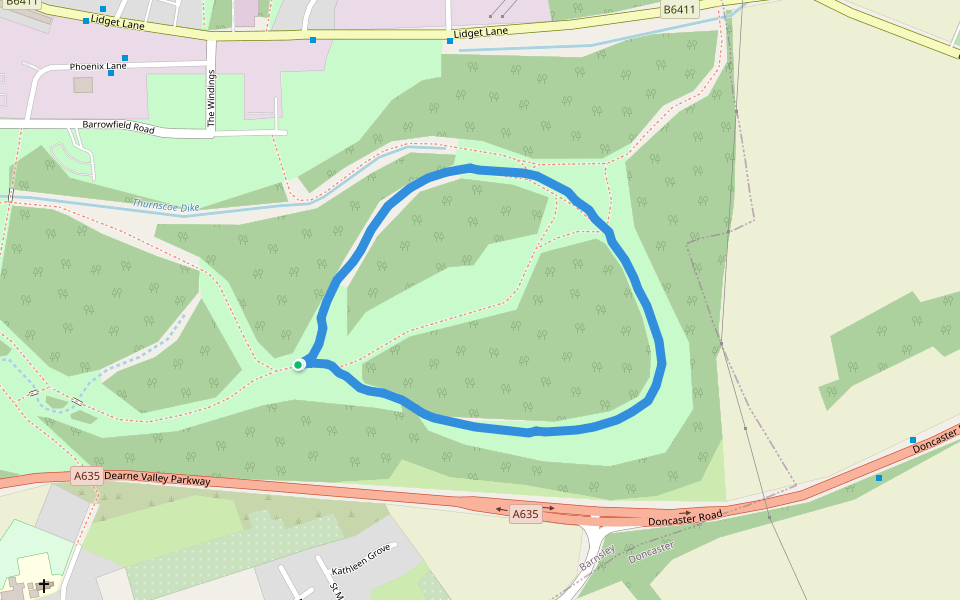 Thurnscoe Dike walking route map in Thurnscoe