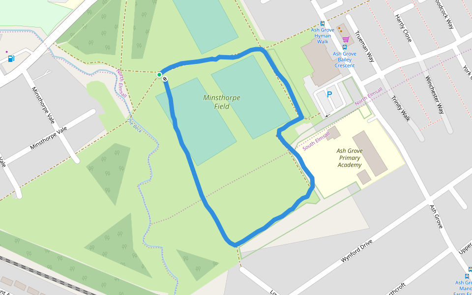Minsthorpe Field walking route map in South Elmsall