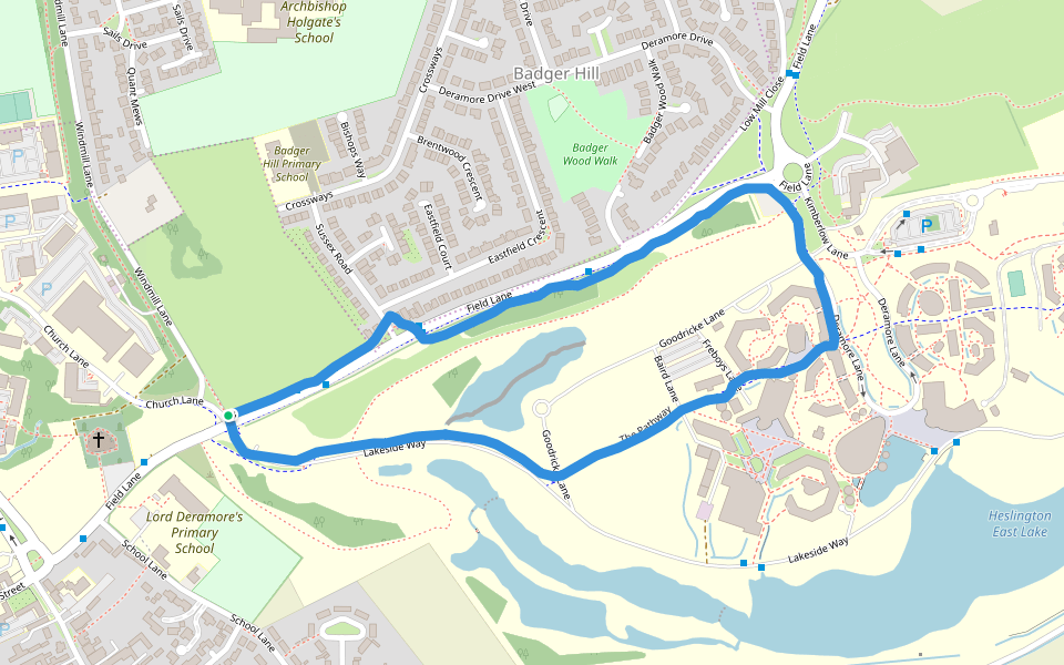 University of York walking route map in Heslington