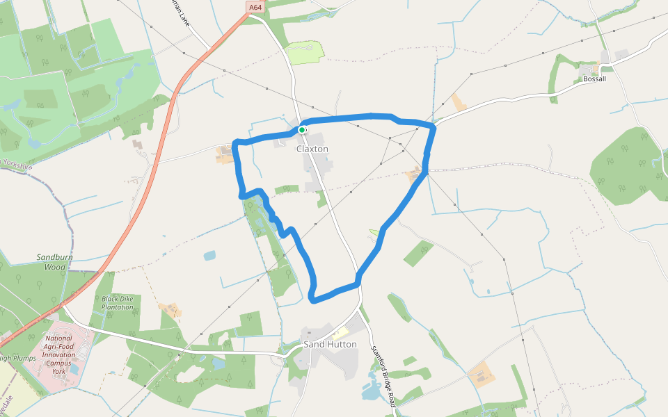 Claxton walking route map in Claxton