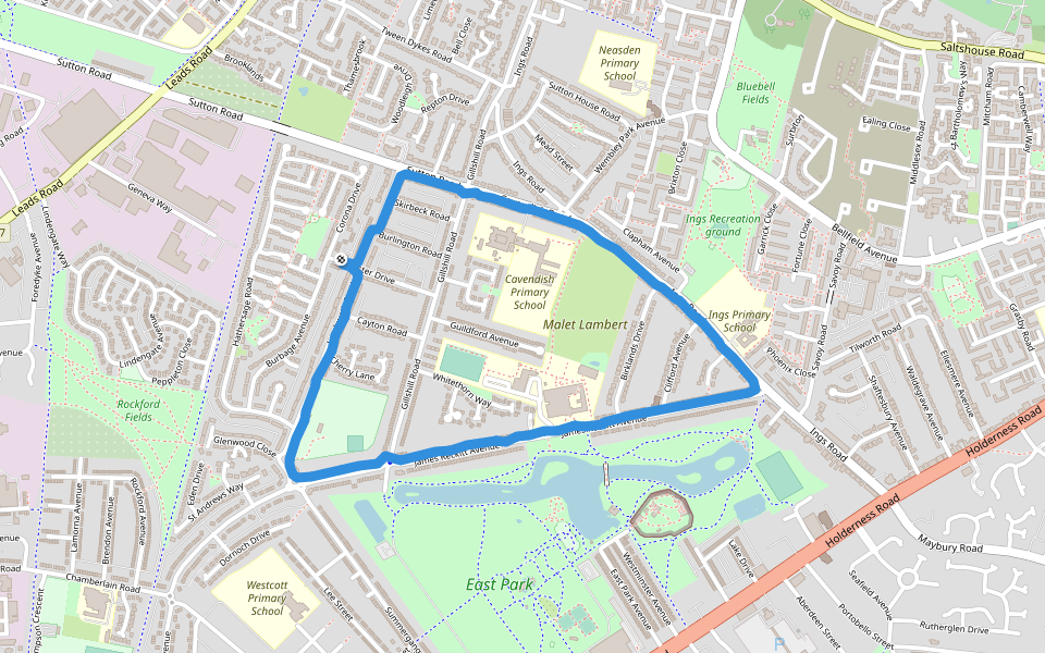 East Park In England Walking Map