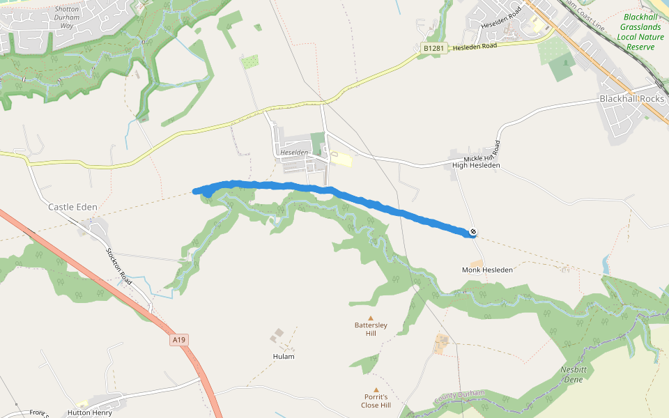 Hart to Haswell Walkway walking route map in Blackhall Colliery