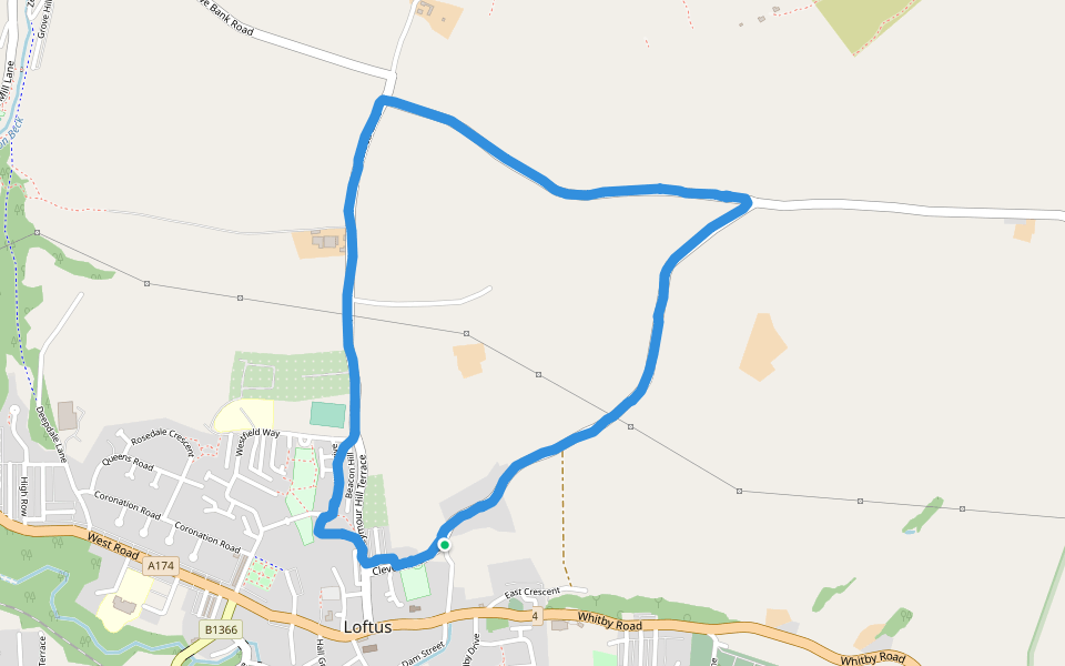 Crow Wood walking route map in Loftus