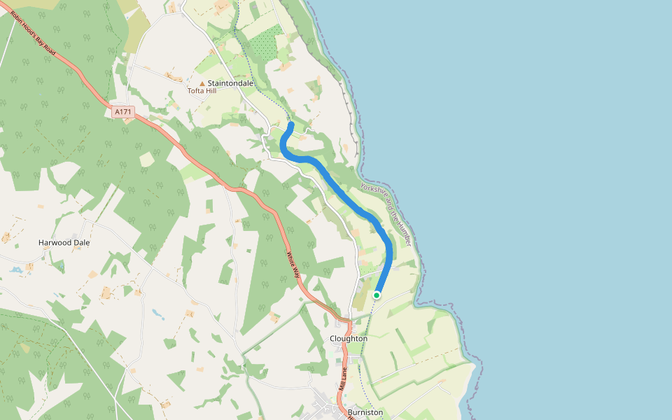 Hayburn Wyke walking route map in Cloughton