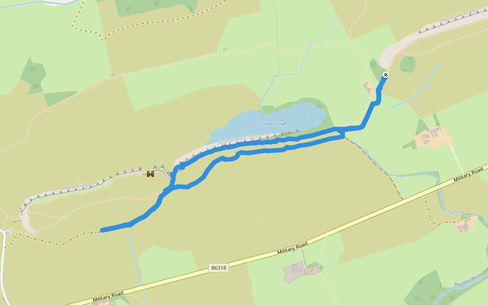 Military Way walking route map in Bardon Mill