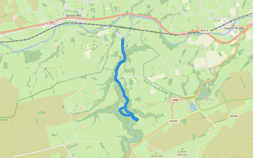 Summer House walking route map in Bardon Mill