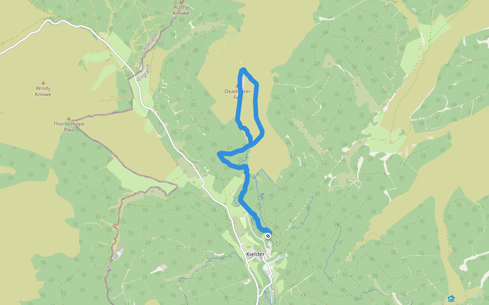 Deadwater Fell walking route map in Kielder