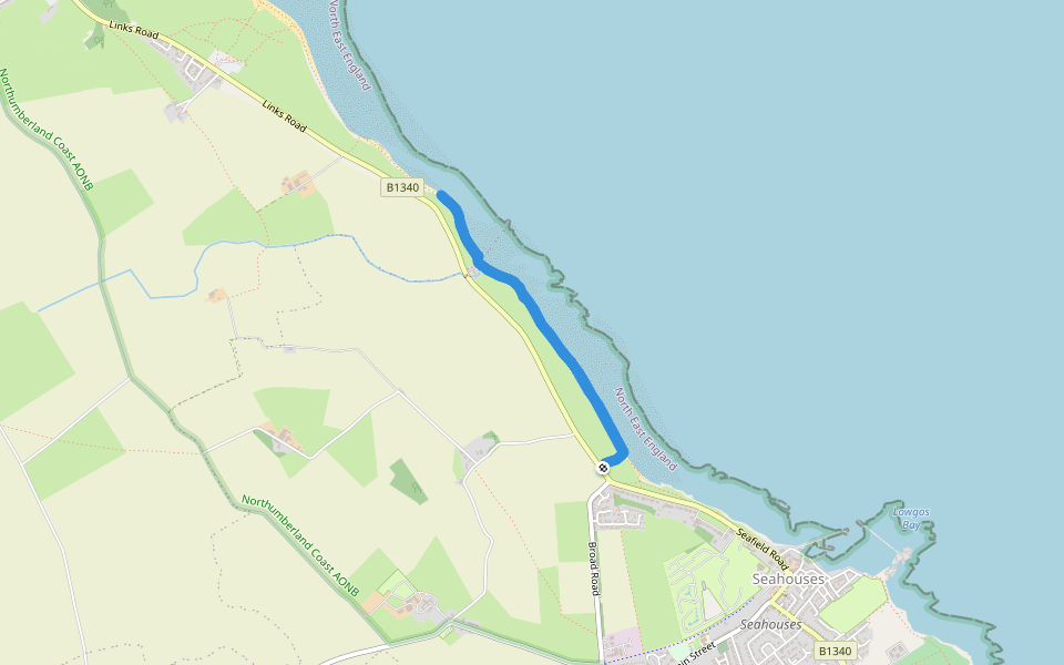 St cuthberts beach walking route map in Seahouses
