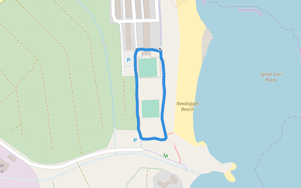 Newbiggin Beach walking route map in Newbiggin-by-the-Sea