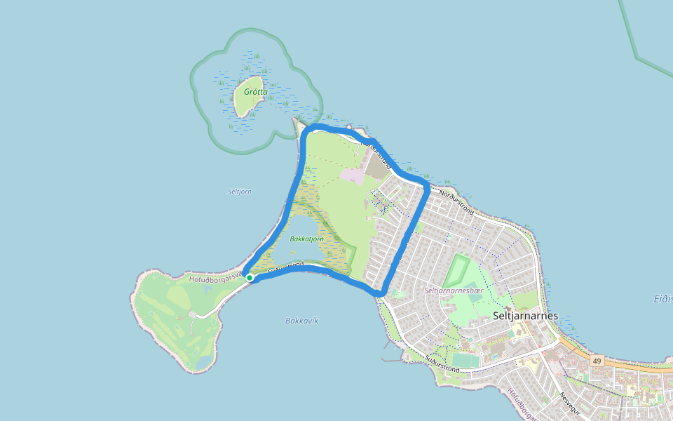 Bakkatjörn walking route map in Seltjarnarnes