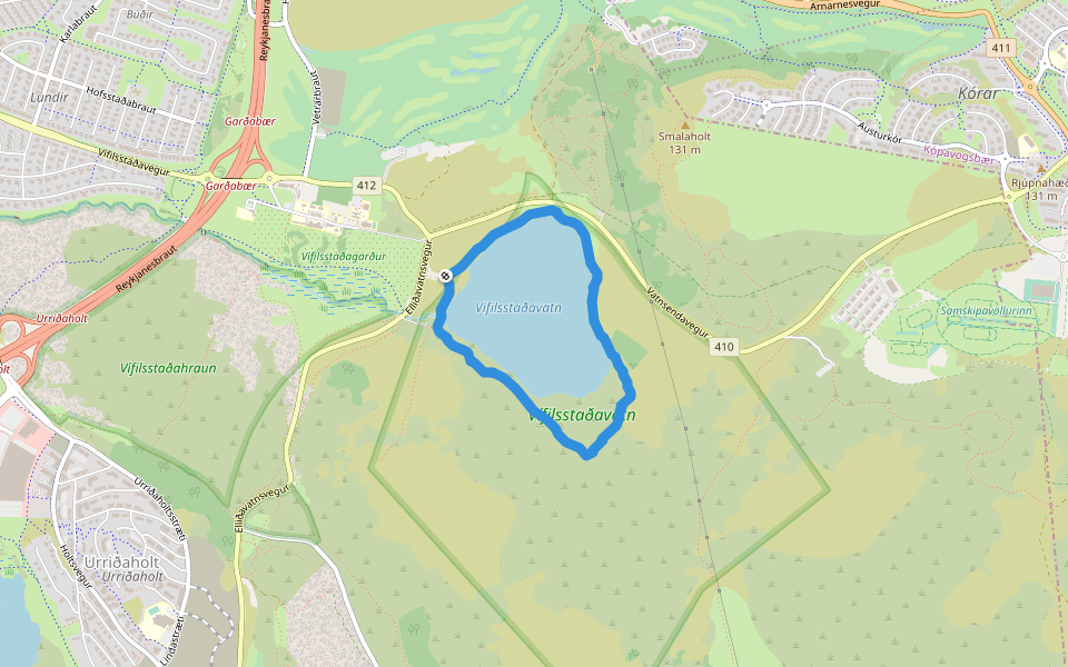 Vífilsstaðavatn walking route map in Garðabær