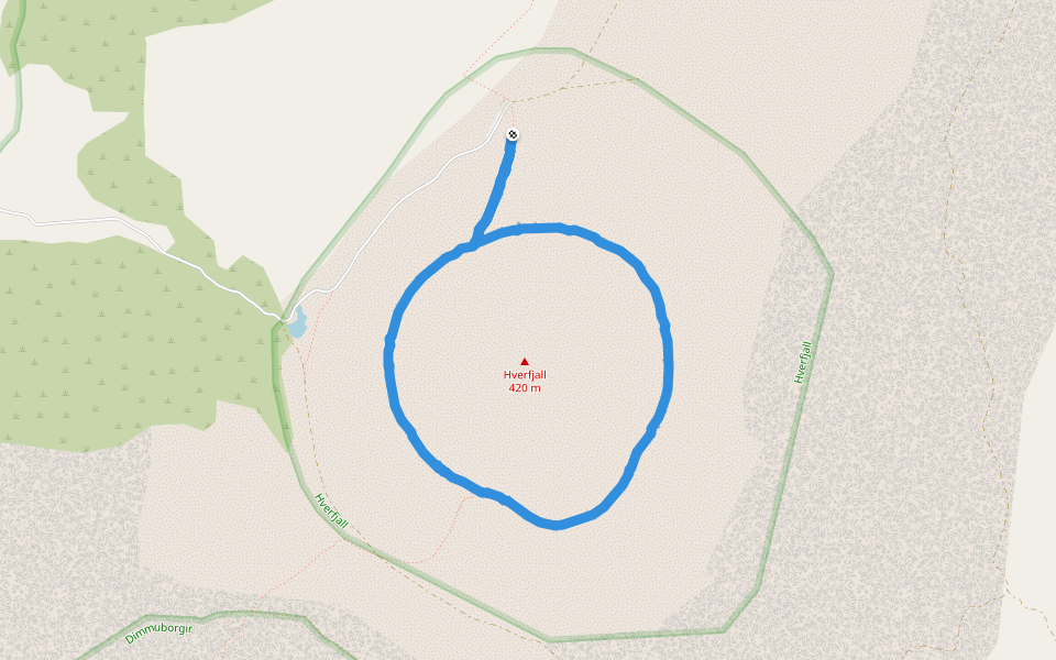 Hverfjall walking route map in Akureyri