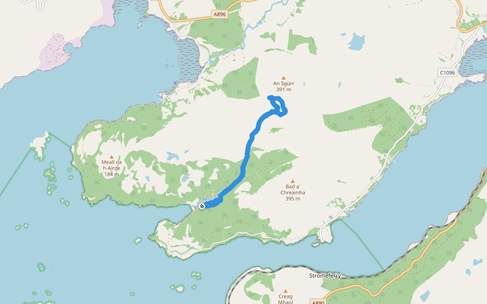 Reraig Burn walking route map in Ardaneaskan