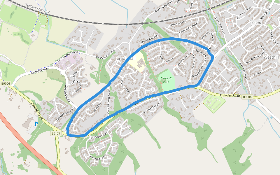 Maxwell Park walking route map in Cradlehall