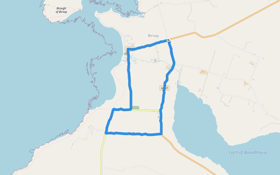 Earl's Palace walking route map in Birsay
