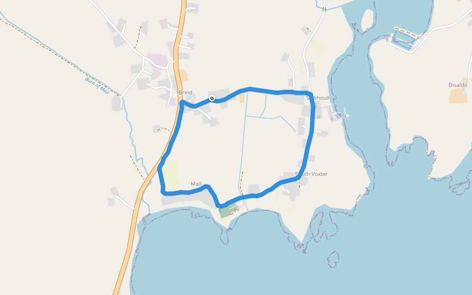 South Voxter walking route map in Cunningsburgh