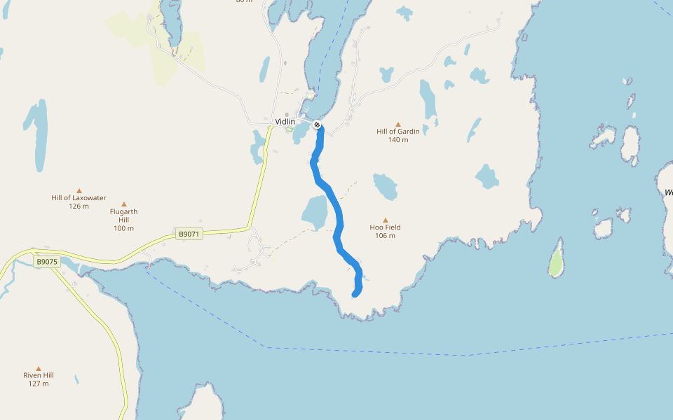 Burga Water walking route map in Vidlin