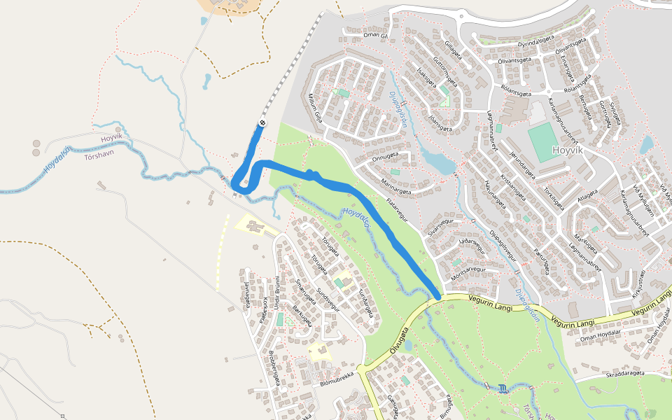Hoydalsá walking route map in Hoyvík