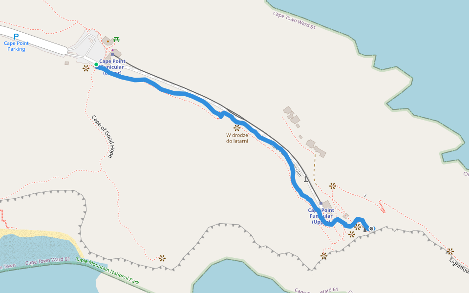 Car park to Cape Point lighthouse