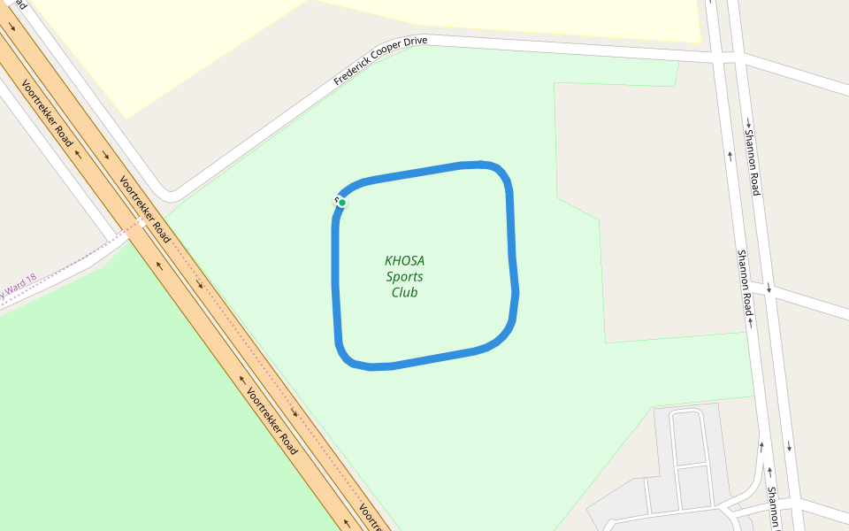 KHOSA Sports Club walking route map in Krugersdorp