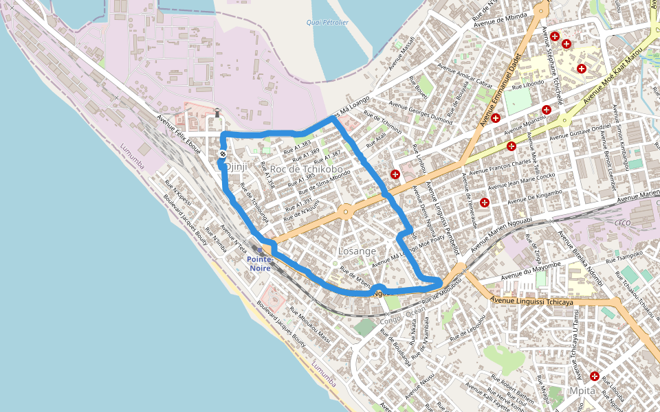 Practice de Golf - Cercle civil walking route map in Pointe-Noire