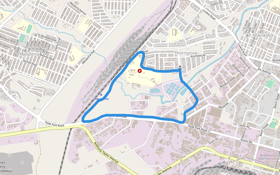 292 walking route map in Bulawayo