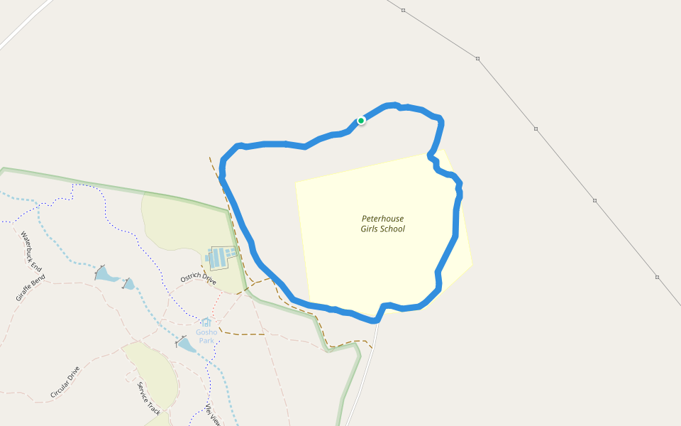 Gosho Park walking route map in Marondera