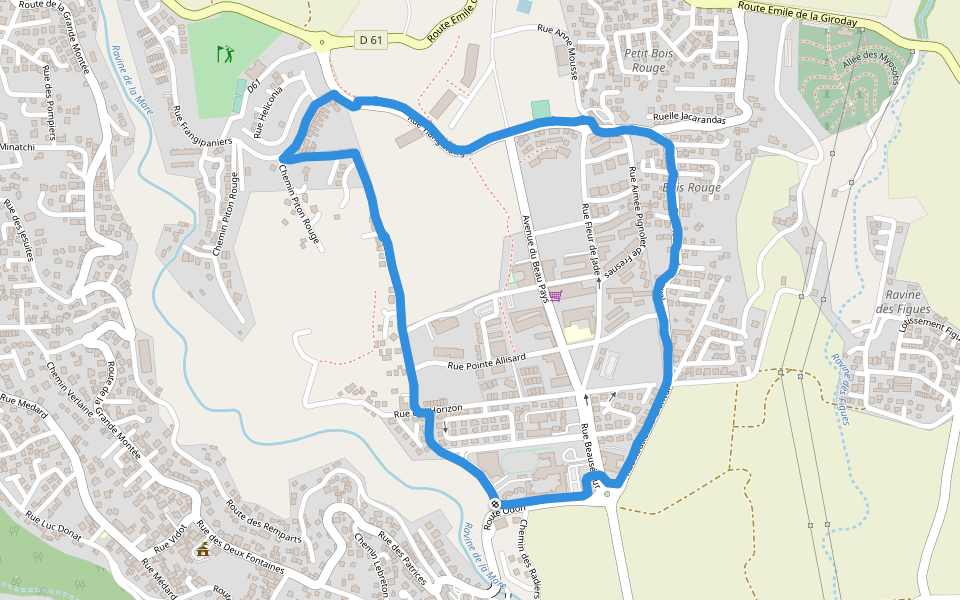 Rue Ylang Ylang walking route map in Sainte-Marie