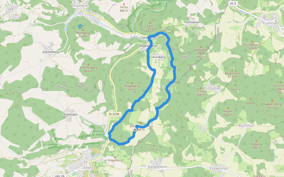 Gelbpunkt walking route map in Alfeld