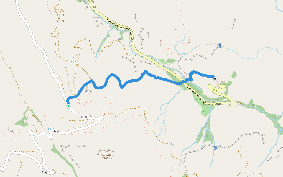 Noravank Trail walking route map in Areni