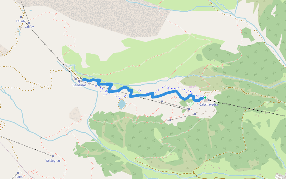 Caischavedra - Gendusas walking route map in Segnas