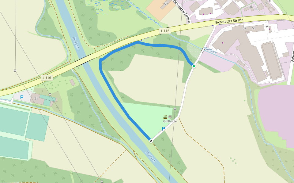 Dreisamniederungspfad walking route map in March