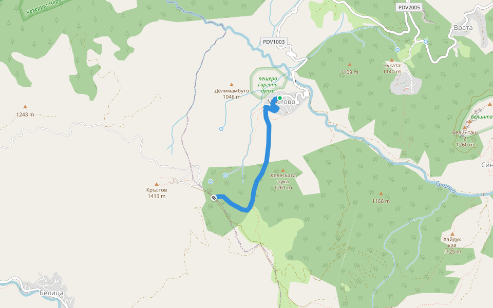 С. Мостово - Кръстова Гора walking route map in Mostovo