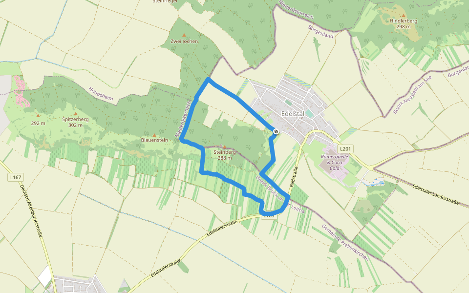 Via Cella Vinaria (Rundwanderweg Von Kellergasse zu Kellerviertel) walking route map in Edelstal