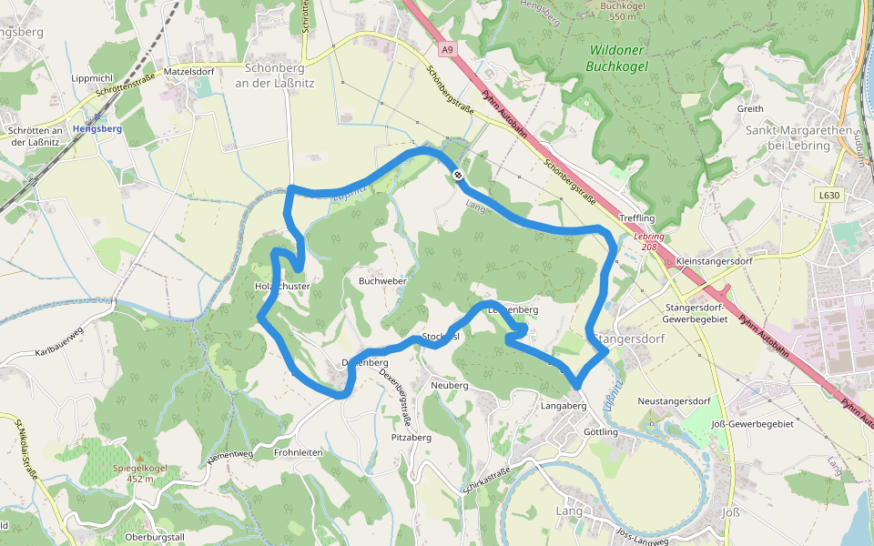 Hengist Kulturwanderweg Lang Lechenbergrunde walking route map in Lang