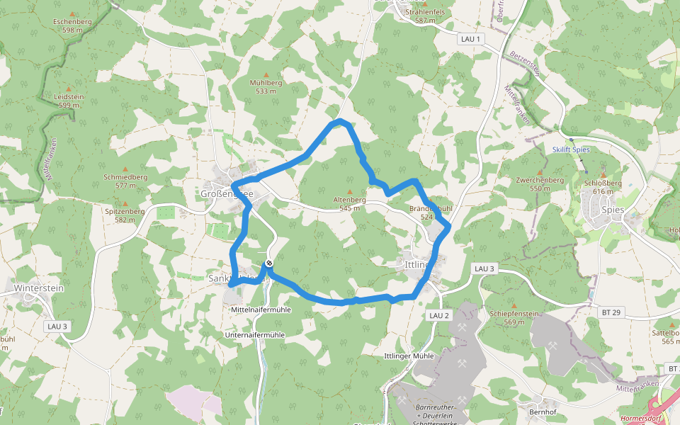 Simmelsdorfer Rundwanderweg Rot 8 walking route map in Simmelsdorf