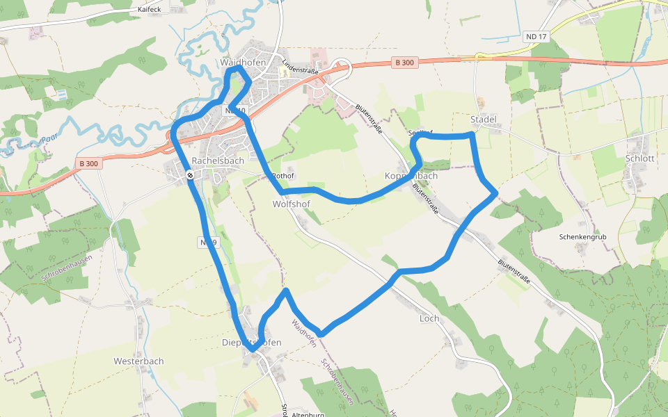 Marienweg walking route map in Waidhofen